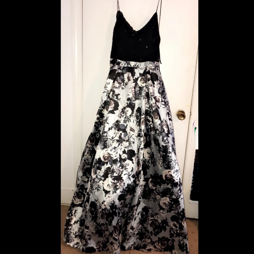 Floral Prom Dress w/ Lace Top